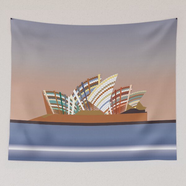 Item preview, the sydney opera house flat iconic illustration night pink blue Australia travel paper cut 3d vector illustration. Abstract skyline with landmark map architecture. Sydney city discover designed and sold by handmadehipsters.
