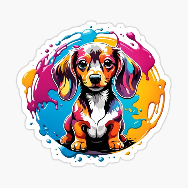 Cute colorful dachsund Sticker