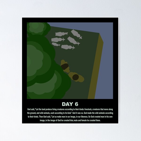 Item preview, christian abstract minimal art - genesis bible verse art - day 6 of creation - creation of man and land animals- series01 designed and sold by ZechJohnRB.