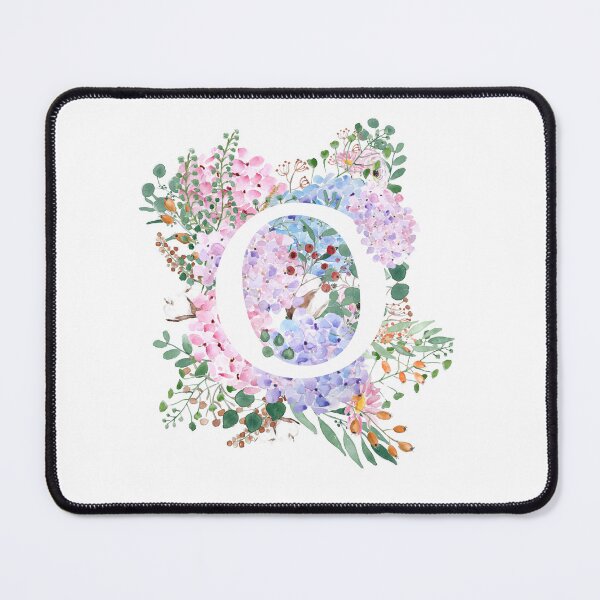 Item preview, botanical monogram alphabet O hydrangea flowers hand painted designed and sold by ColorandColor.