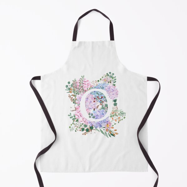 Item preview, botanical monogram alphabet O hydrangea flowers hand painted designed and sold by ColorandColor.