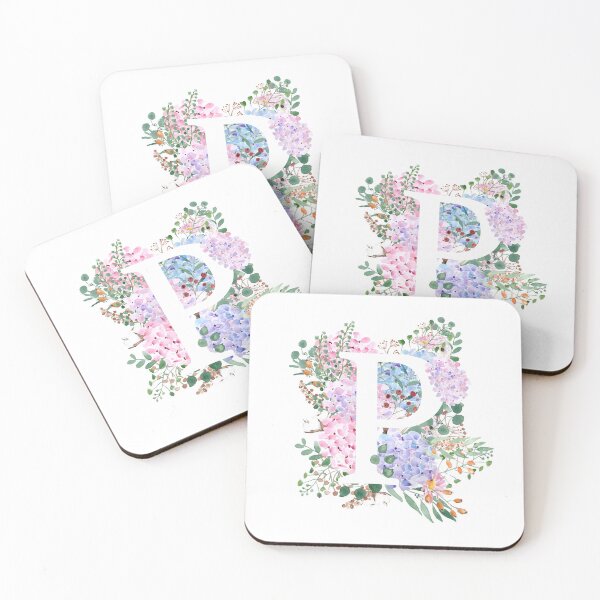 Item preview, botanical monogram alphabet P hydrangea flowers  designed and sold by ColorandColor.