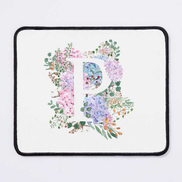 Artikelvorschau, botanisches Monogramm-Alphabet P Hortensienblüten entworfen und verkauft von SelenePaintings .