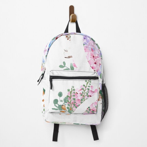 Item preview, botanical monogram alphabet Q hydrangea flowers hand painted designed and sold by ColorandColor.