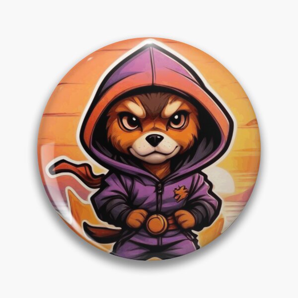 Item preview, Retro ninja dog in front of a sunset designed and sold by Woodoartdesign.