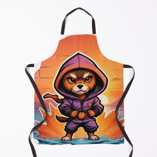 Item preview, Retro ninja dog in front of a sunset designed and sold by Woodoartdesign.