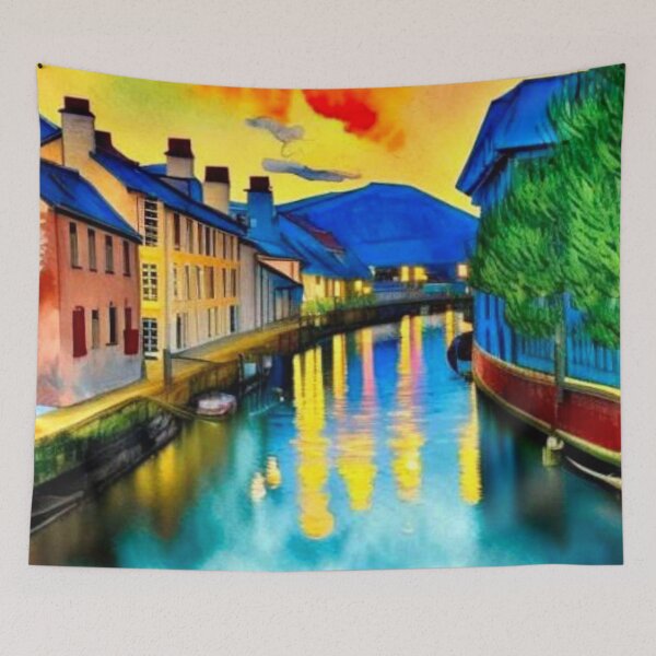 Item preview, Houses on the canal designed and sold by George Hutton Hunter.