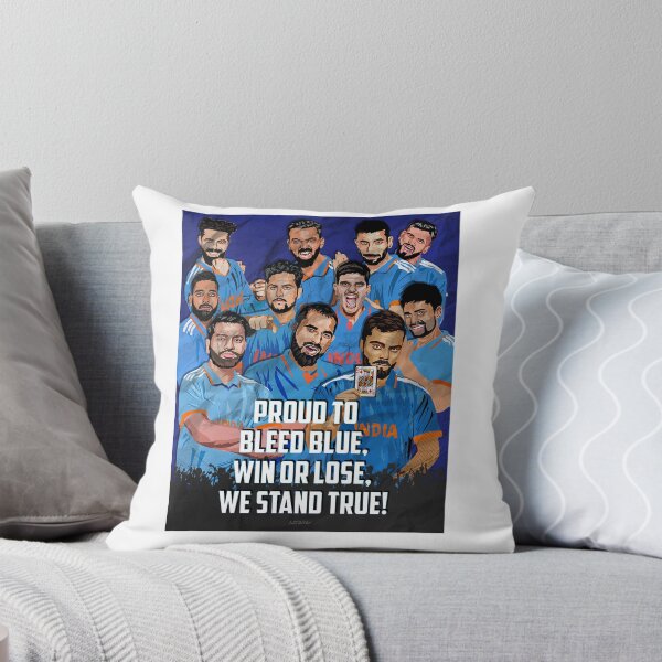 Item preview, Indian cricket team illustration , bleed blue poster designed and sold by anuardhaduarah.