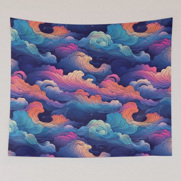 Item preview, Dusky clouds seamless pattern - Ukiyo e style clouds pattern designed and sold by Onigokko.