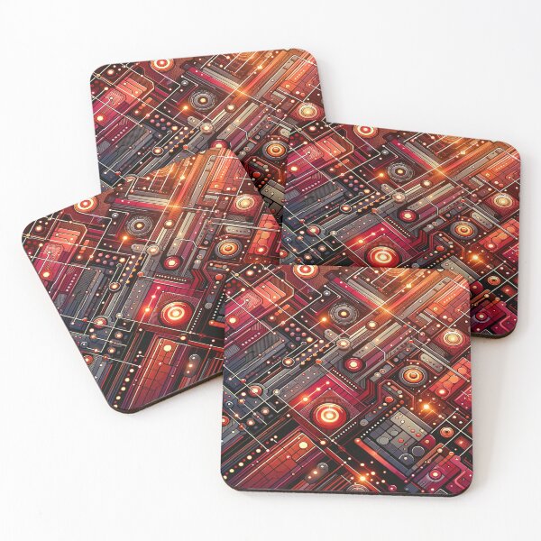 Item preview, Vivid Circuitry: Bold Red Tech-Inspired Pattern designed and sold by Rice Rocca.