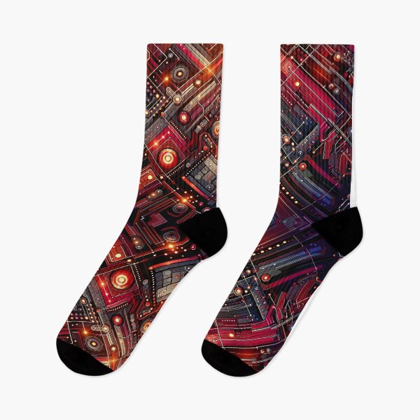 Item preview, Vivid Circuitry: Bold Red Tech-Inspired Pattern designed and sold by Rice Rocca.