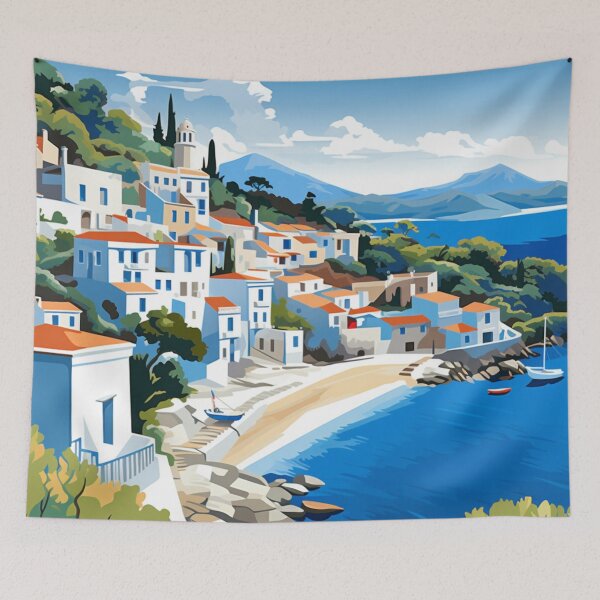 Item preview, A Pop Art Travel Print of Skopelos - Greece  designed and sold by StudioRedKoala.