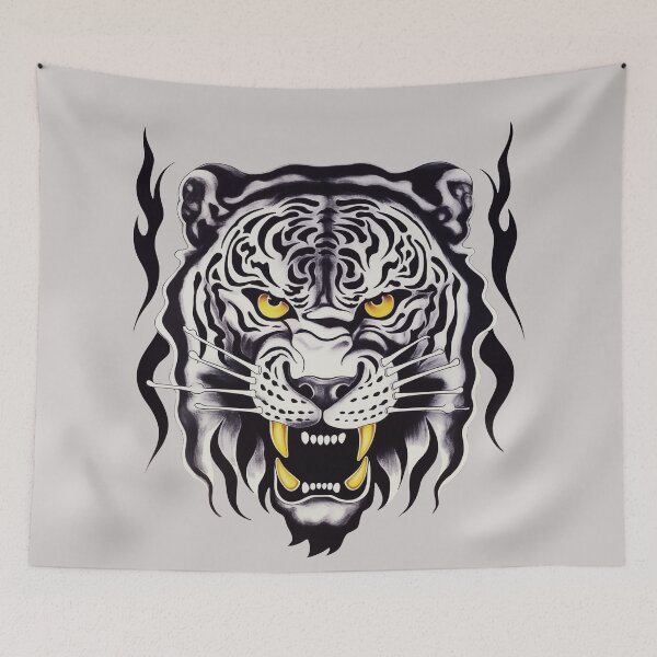 Item preview, Black and White Roaring Tiger Tattoo designed and sold by Shinzomaru.