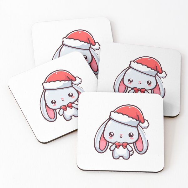 Item preview, cute white bunny in santa hat designed and sold by Wxjtecki.