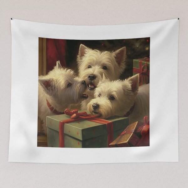 Item preview, West Highland White Terriers opening presents designed and sold by naturemenagerie.