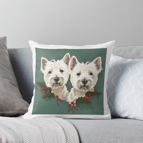 Item preview, Two cartoon West Highland White Terriers at Christmas designed and sold by naturemenagerie.