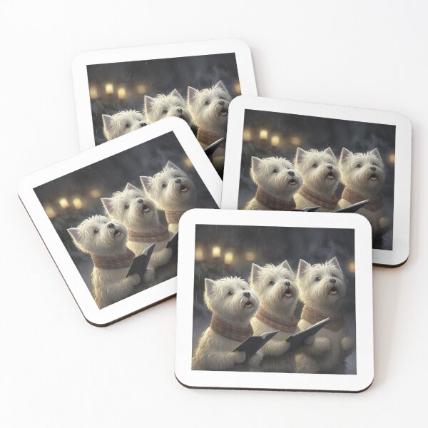 Item preview, West Highland White Terriers carol singing at Christmas designed and sold by naturemenagerie.