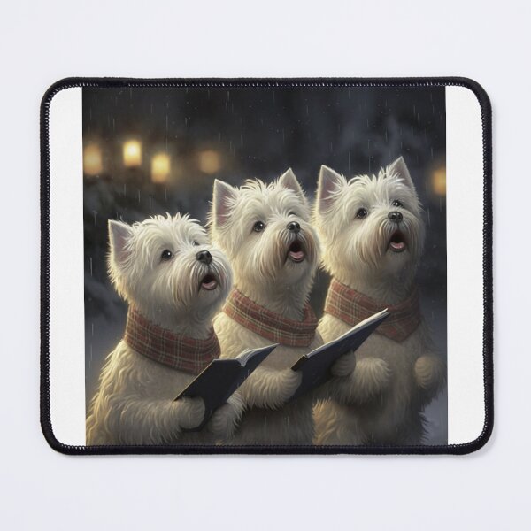 Item preview, West Highland White Terriers carol singing at Christmas designed and sold by naturemenagerie.