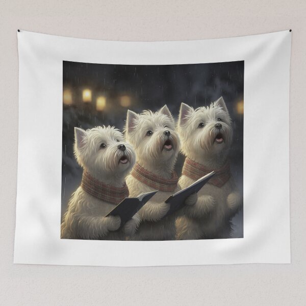 Item preview, West Highland White Terriers carol singing at Christmas designed and sold by naturemenagerie.