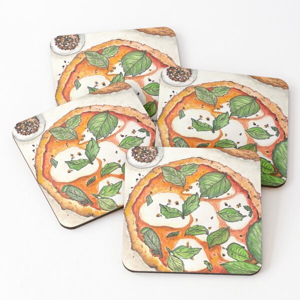 Item preview, Italian food, pizza, art, kitchen, food lover, margherita, basil, gourmet, pizza lover, cute designed and sold by peachcakecanvas.