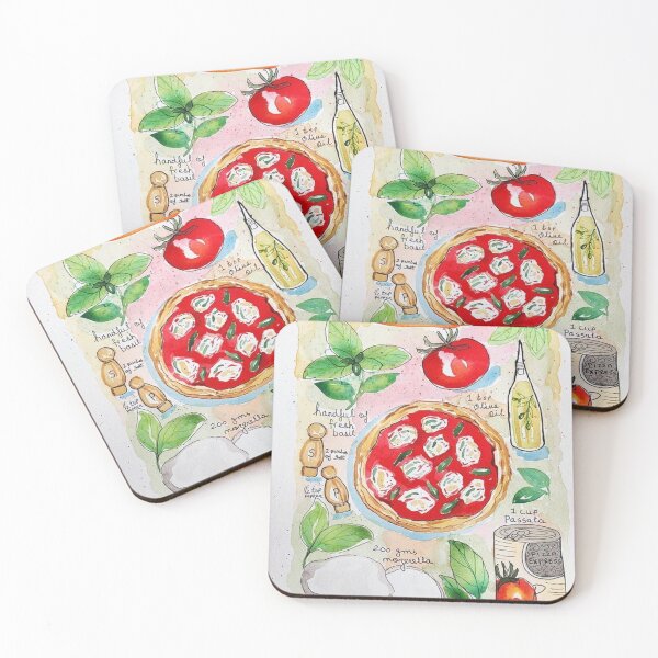 Item preview, Italian food, pizza, art, kitchen, food lover, margherita, basil, gourmet, pizza lover, cute, cooking, recipe designed and sold by peachcakecanvas.