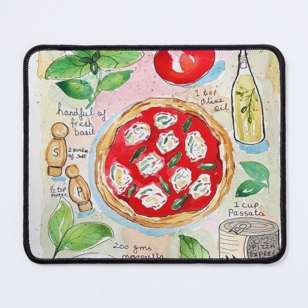 Item preview, Italian food, pizza, art, kitchen, food lover, margherita, basil, gourmet, pizza lover, cute, cooking, recipe designed and sold by peachcakecanvas.