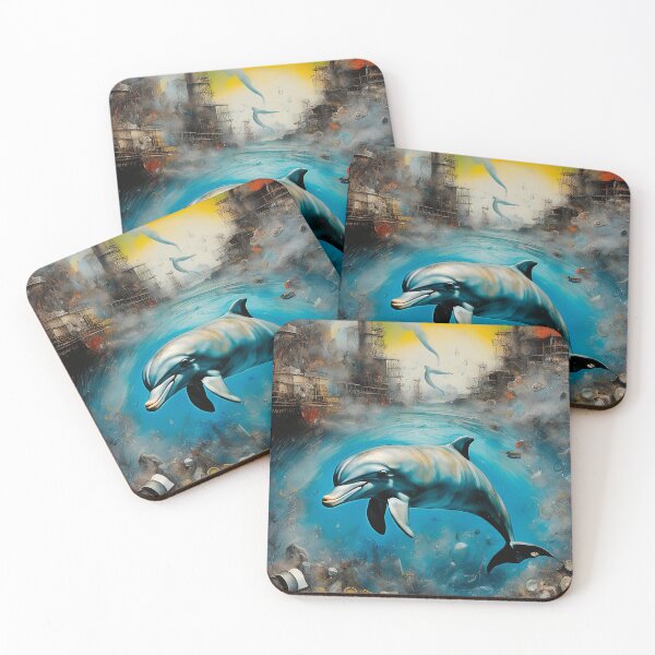 Item preview, Dolphin swimming in a polluted surrealistic  designed and sold by paulrommer.