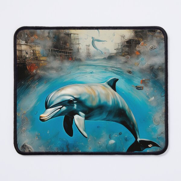 Item preview, Dolphin swimming in a polluted surrealistic  designed and sold by paulrommer.