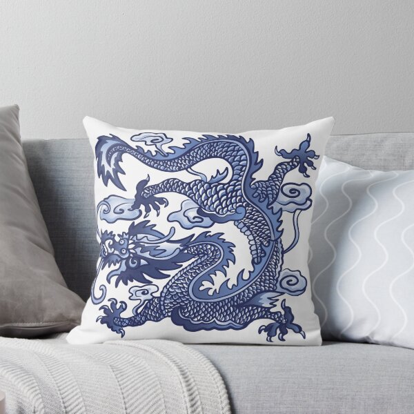 Dragon bleu et blanc Coussin