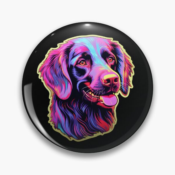 Item preview, Neon Flat-coated Retriever designed and sold by CUTEDOGGIEZ.