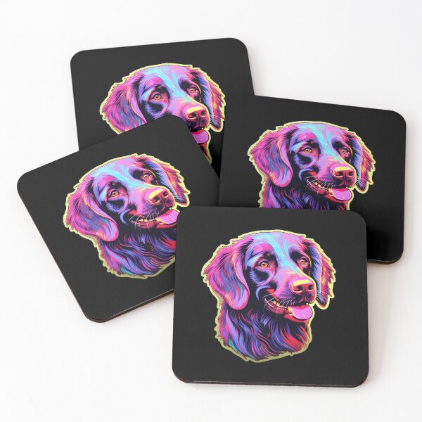 Item preview, Neon Flat-coated Retriever designed and sold by CUTEDOGGIEZ.