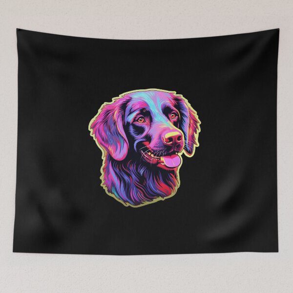 Item preview, Neon Flat-coated Retriever designed and sold by CUTEDOGGIEZ.