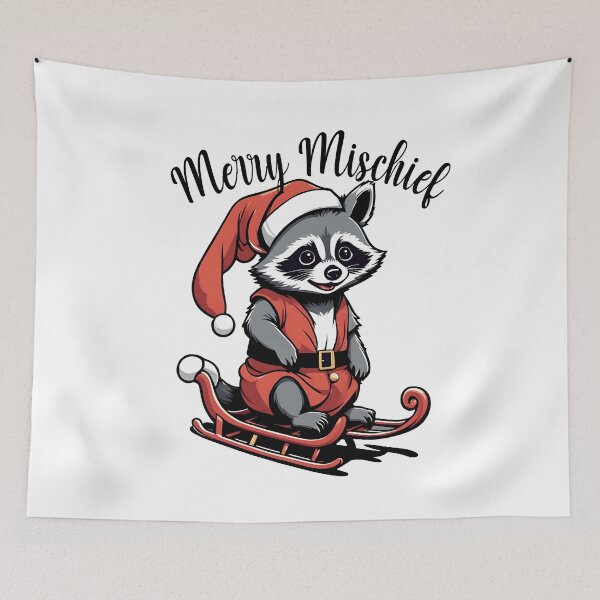 Item preview, Merry Mischief - Xmas Raccoon in Sled designed and sold by WolfMerrik.