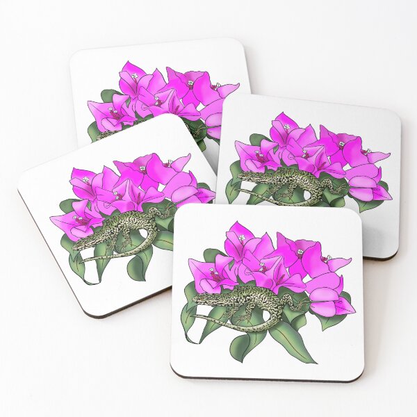 Item preview, Wall lizard on bougainvillea pattern, off white designed and sold by Naty Design Prague.
