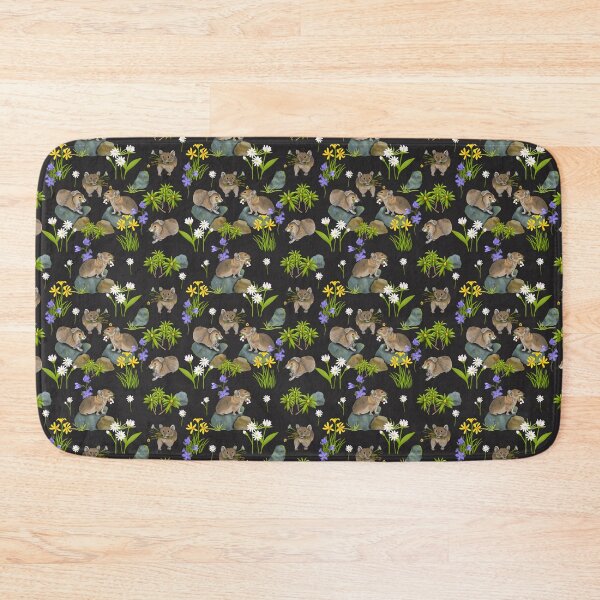Item preview, Northern Pika and flowers pattern, cute little Pikas carrying flowers. Black. designed and sold by Naty Design Prague.