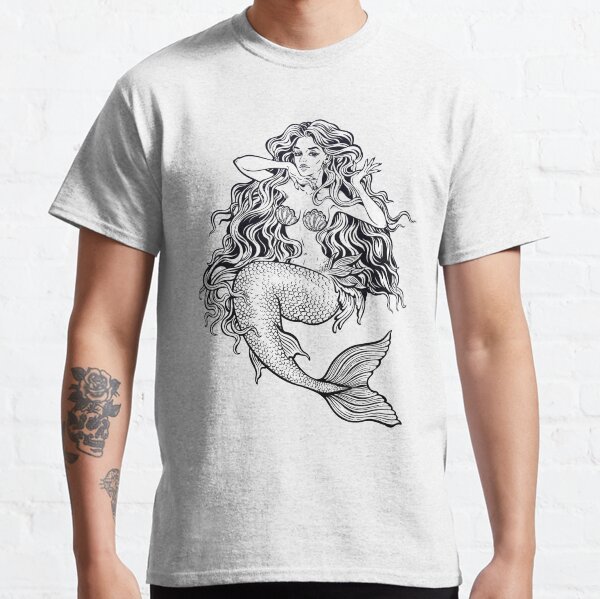 Beautiful mermaid girl with fairytale hair art. Classic T-Shirt