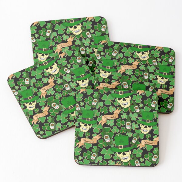 Item preview, St Patricks Irish Sláinte Beers and Skulls Pattern designed and sold by HotHibiscus.