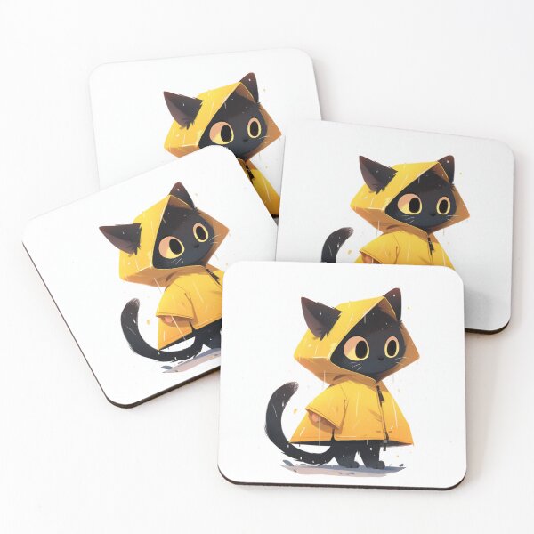 Item preview, Black cat in a rain coat designed and sold by MendaciousMina.