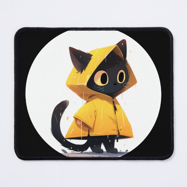Item preview, Black cat in a rain coat designed and sold by MendaciousMina.