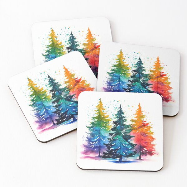 Item preview, a watercolor painting of three pine trees designed and sold by Mickeymouse2023.
