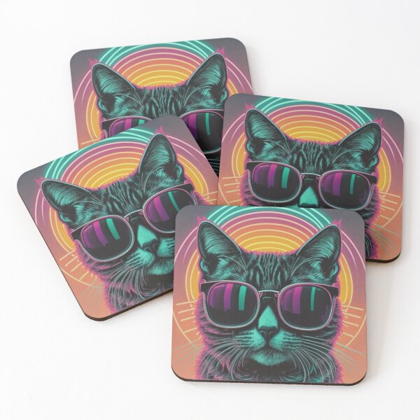 Item preview, Retro 80's Style Cat Wearing Shades designed and sold by CraftedRealm.