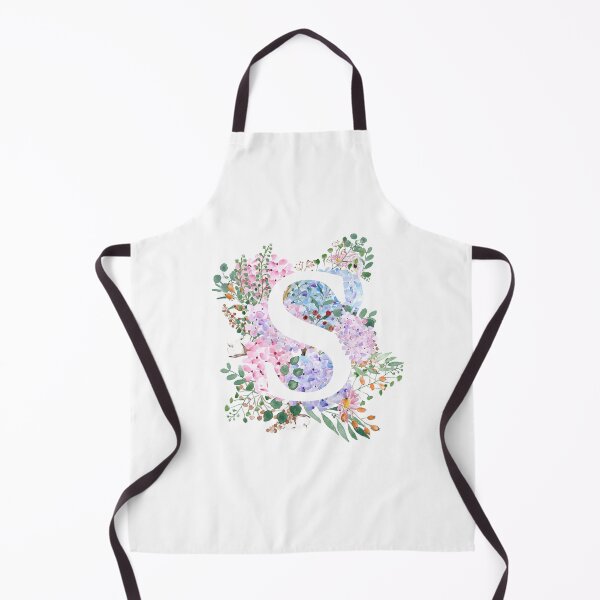 Item preview, botanical monogram alphabet S hydrangea flowers hand painted designed and sold by ColorandColor.