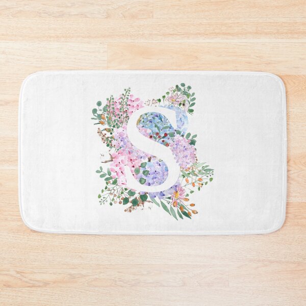 Item preview, botanical monogram alphabet S hydrangea flowers hand painted designed and sold by ColorandColor.