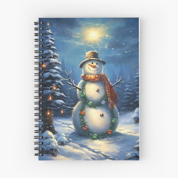 Item preview, snowmen in a mountain setting, adorned with colorful Christmas lights.  designed and sold by Mickeymouse2023.