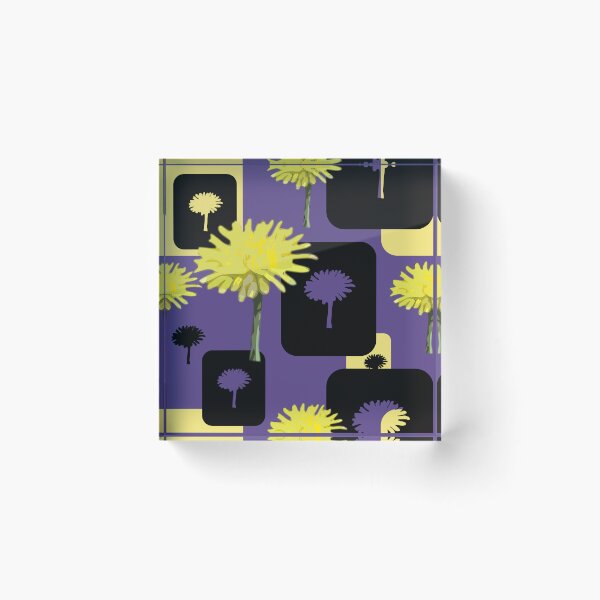 Item preview, Mod Dandelions with Black on Purple Repeat 5748 designed and sold by Art in My Loft.