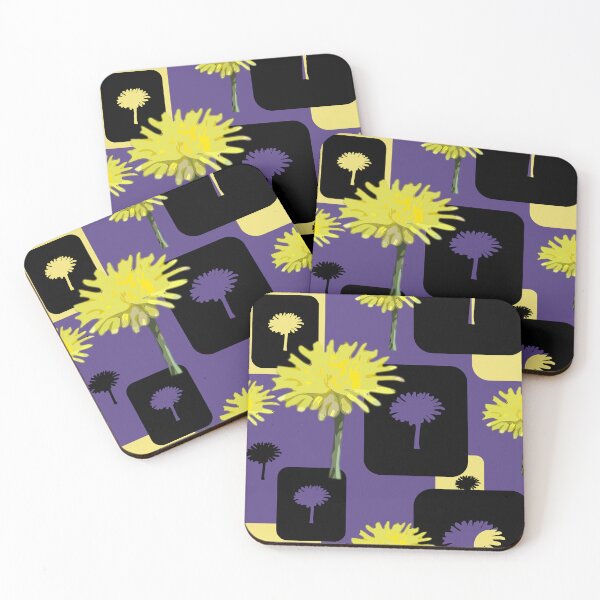 Item preview, Mod Dandelions with Black on Purple Repeat 5748 designed and sold by Art in My Loft.