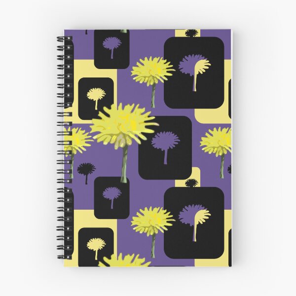 Item preview, Mod Dandelions with Black on Purple Repeat 5748 designed and sold by Art in My Loft.