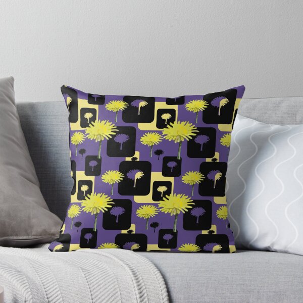 Item preview, Mod Dandelions with Black on Purple Repeat 5748 designed and sold by Art in My Loft.
