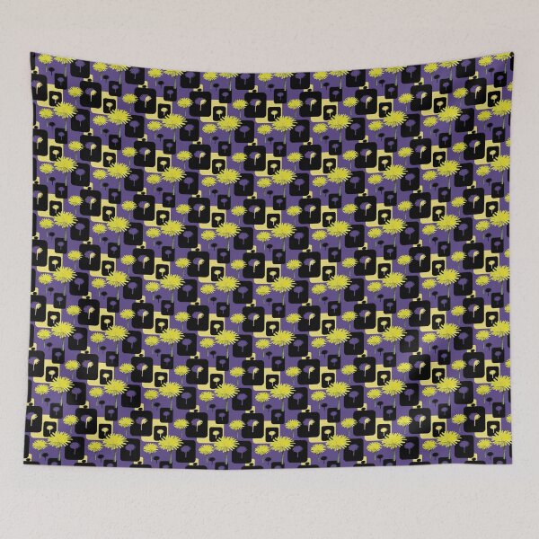 Item preview, Mod Dandelions with Black on Purple Repeat 5748 designed and sold by Art in My Loft.