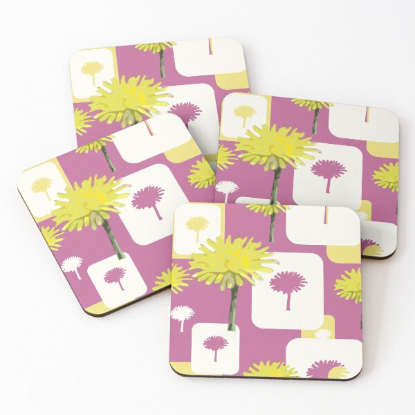 Item preview, Mod Dandelions with White on Berry Pink Repeat 5748 designed and sold by Art in My Loft.